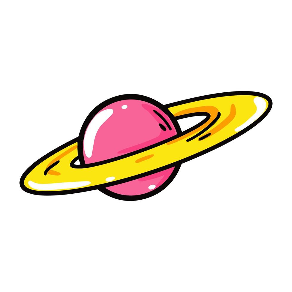 Saturno rosa en estilo cómico. ilustración vectorial vector