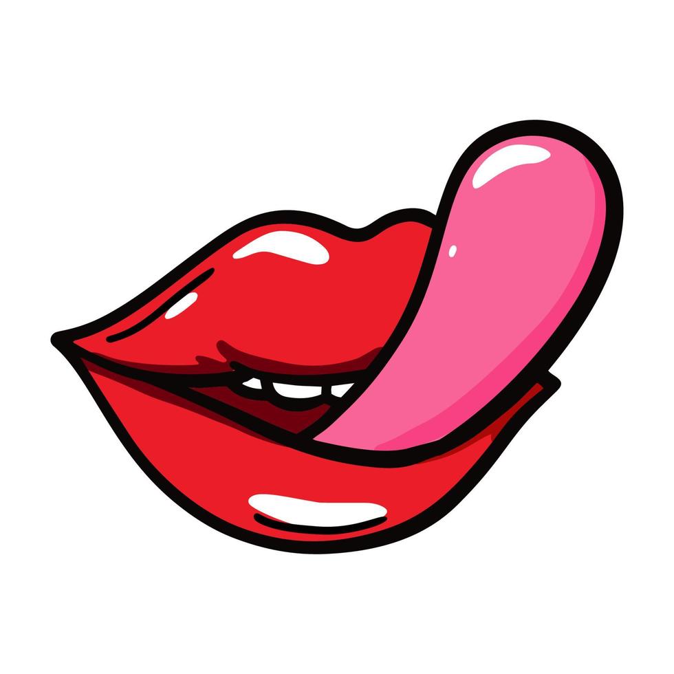 labios de mujer mostrando una lengua en estilo cómico. ilustración vectorial elemento de diseño del día de san valentín vector