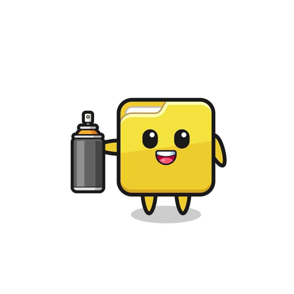 the cute folder as a graffiti bomber vector