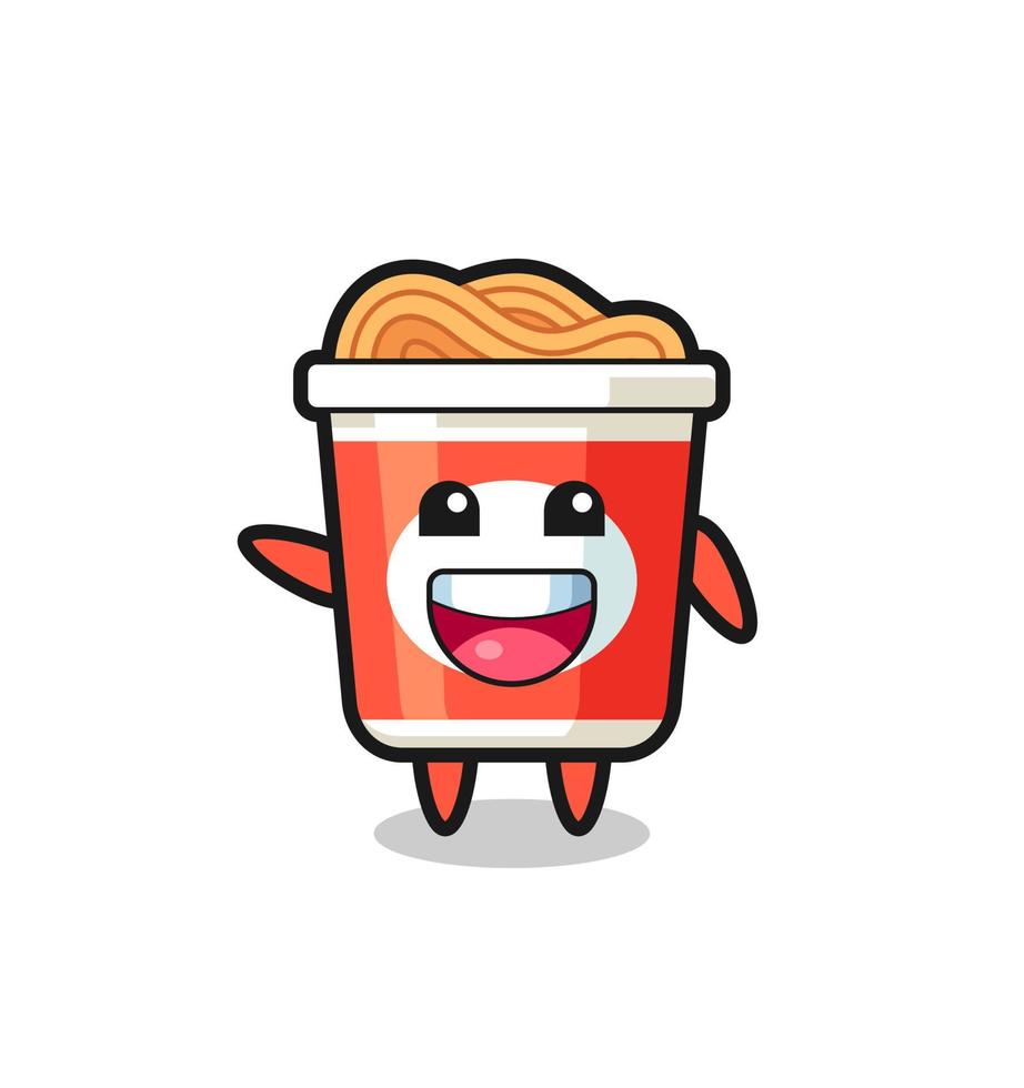 feliz personaje de mascota linda de fideos instantáneos vector