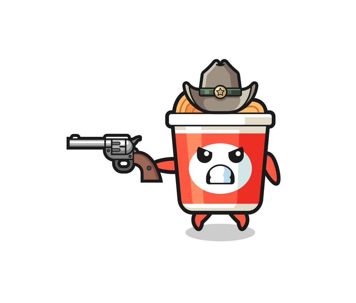 the instant noodle cowboy shooting with a gun vector