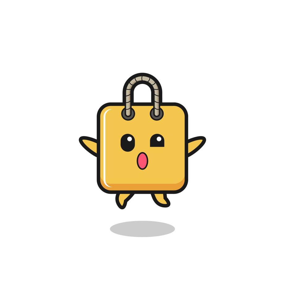 shopping bag character is jumping gesture vector