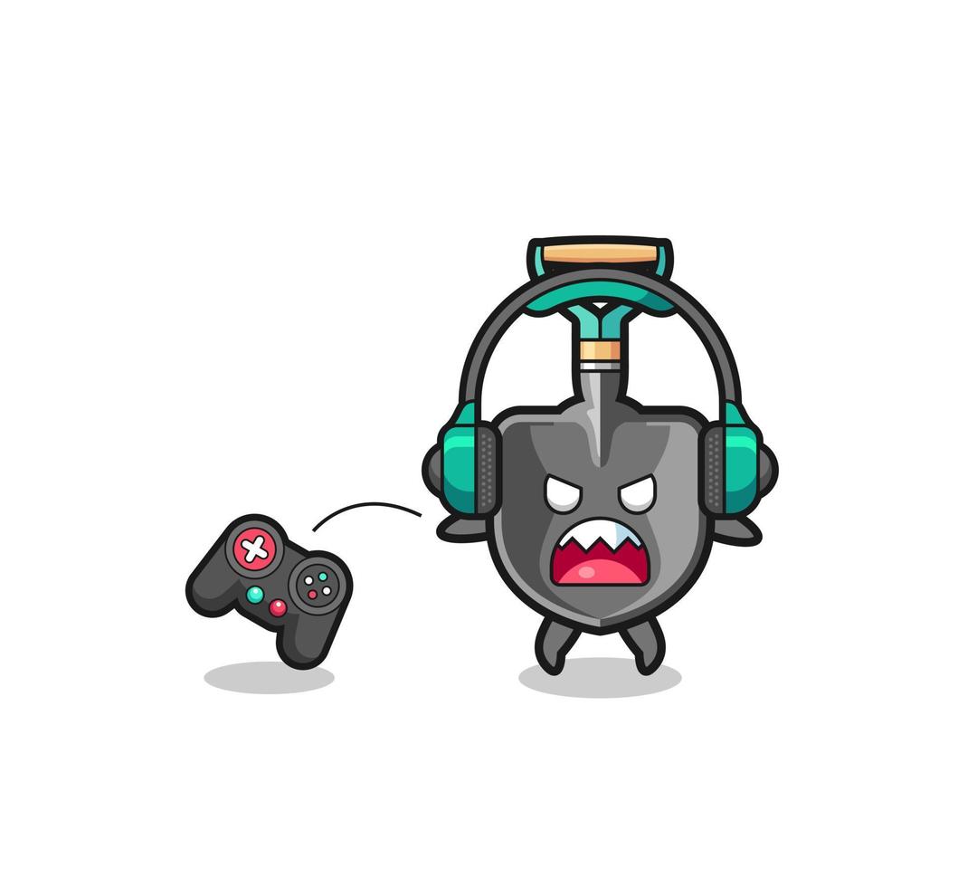 shovel gamer mascot is angry vector