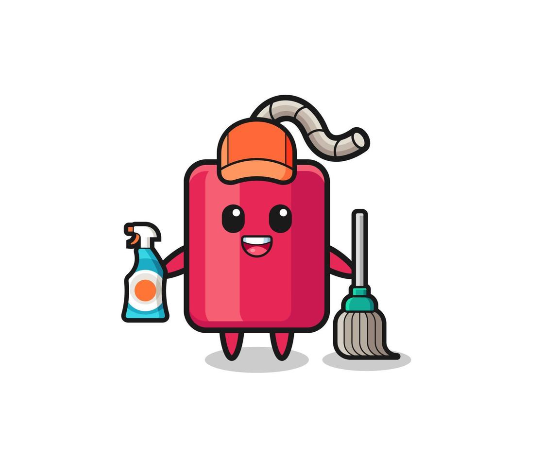 lindo personaje de dinamita como mascota de los servicios de limpieza vector