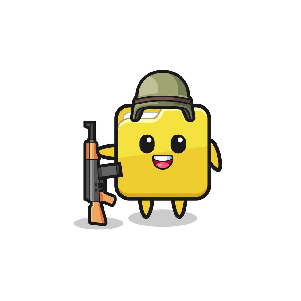 cute folder mascot as a soldier vector