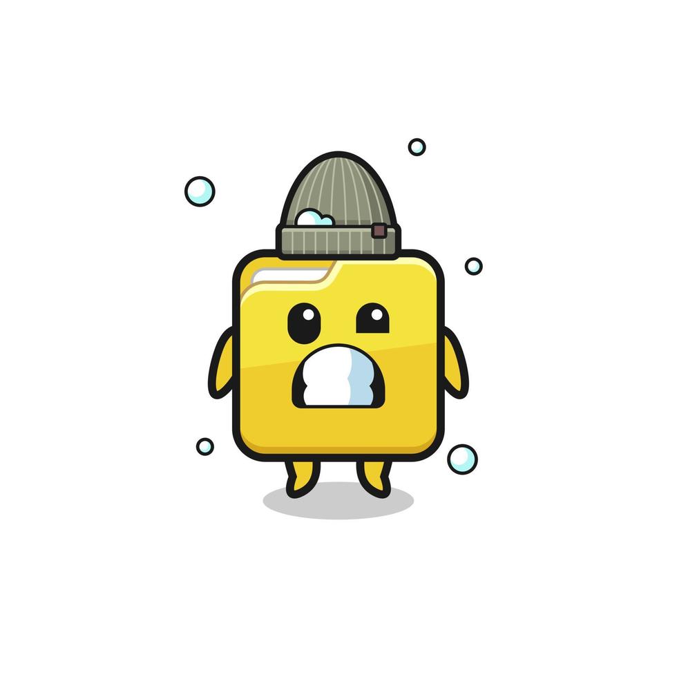 cute cartoon folder with shivering expression vector