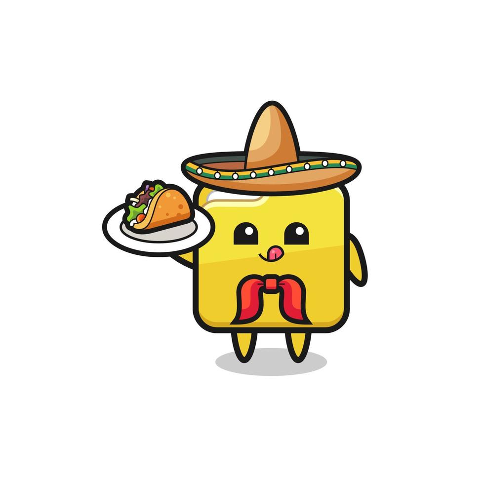carpeta chef mexicano mascota sosteniendo un taco vector