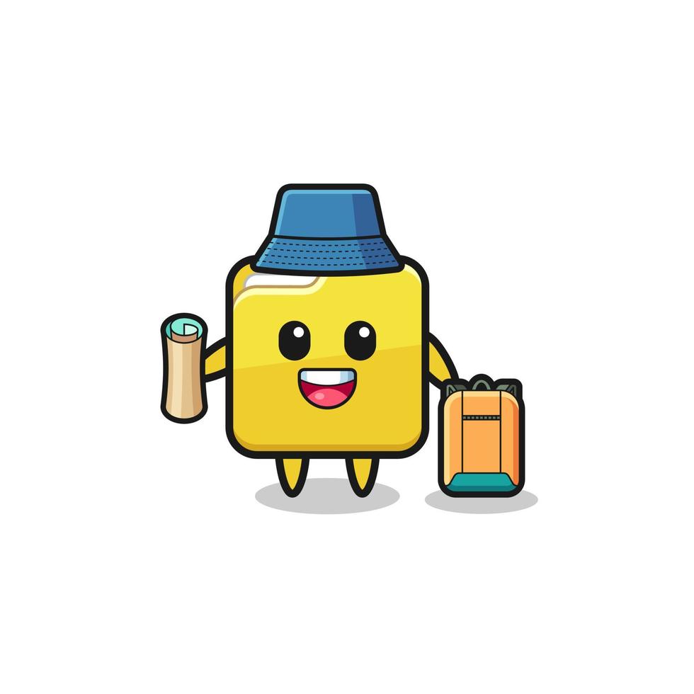 folder mascot character as hiker vector