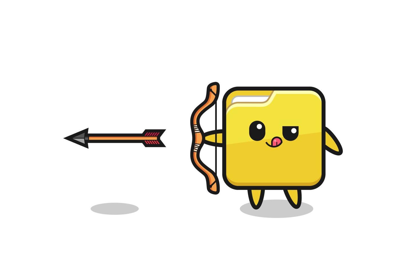 illustration of folder character doing archery vector