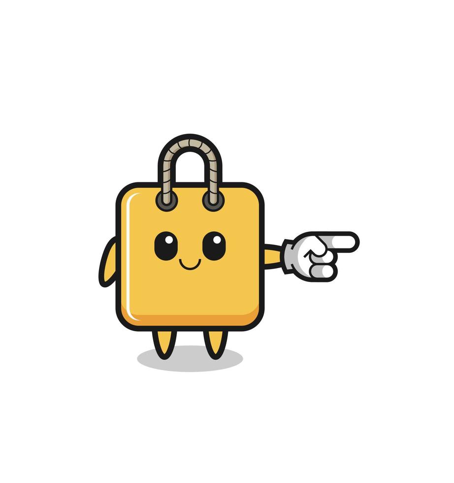 shopping bag mascot with pointing right gesture vector