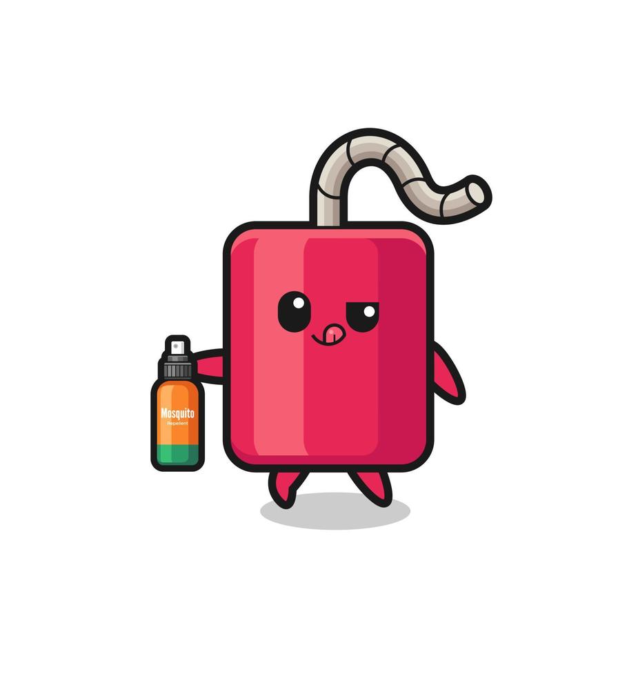 cute dynamite holding mosquito repellent vector