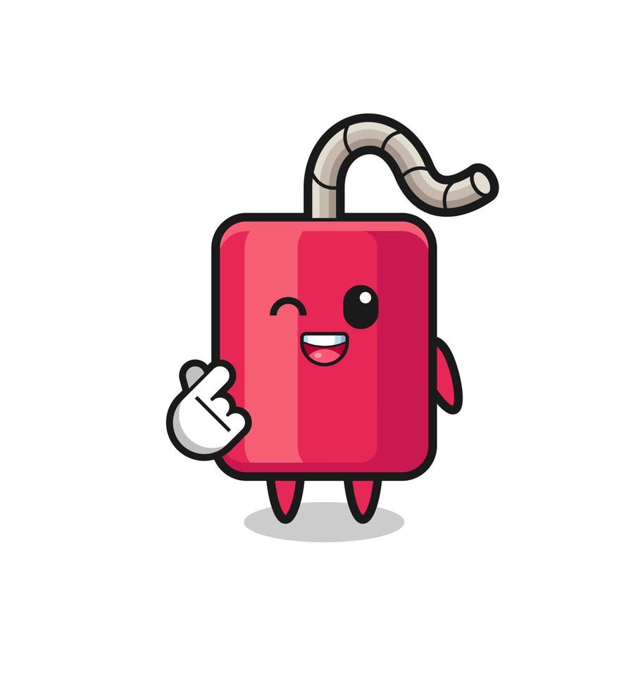 dynamite character doing Korean finger heart vector