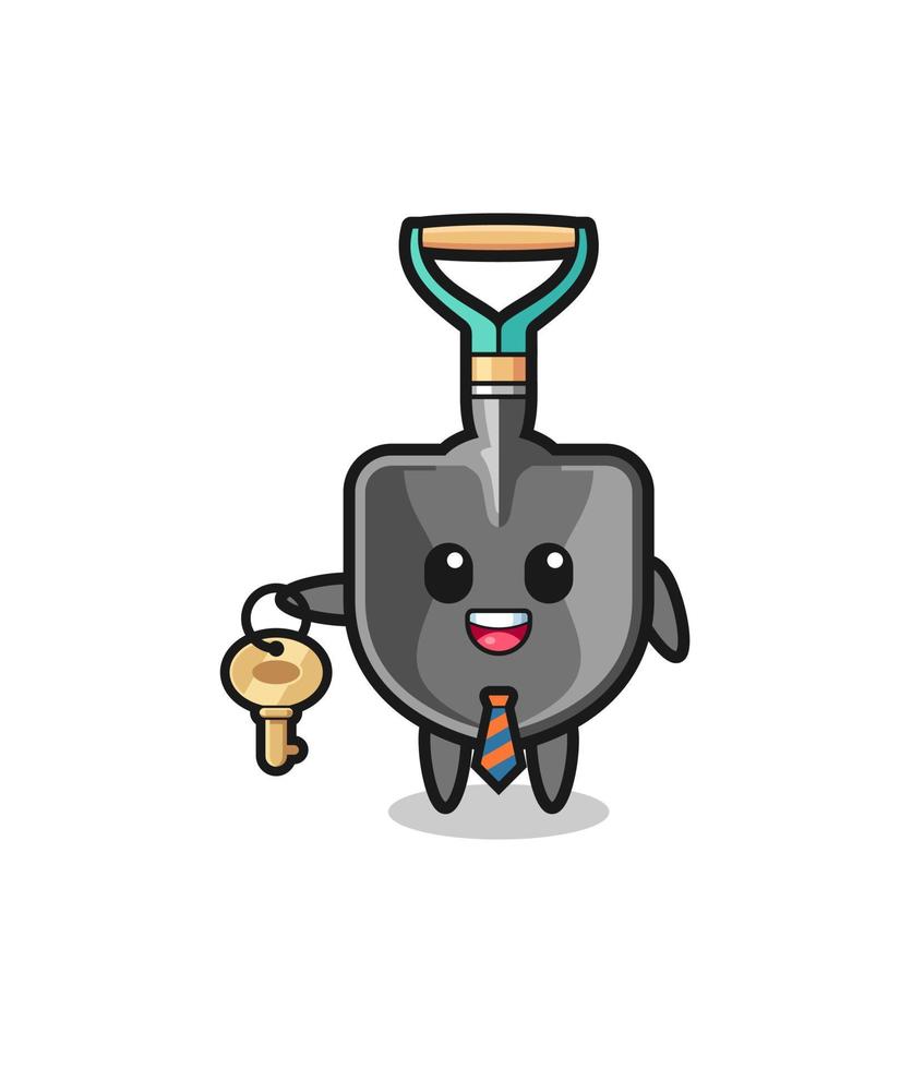 cute shovel as a real estate agent mascot vector