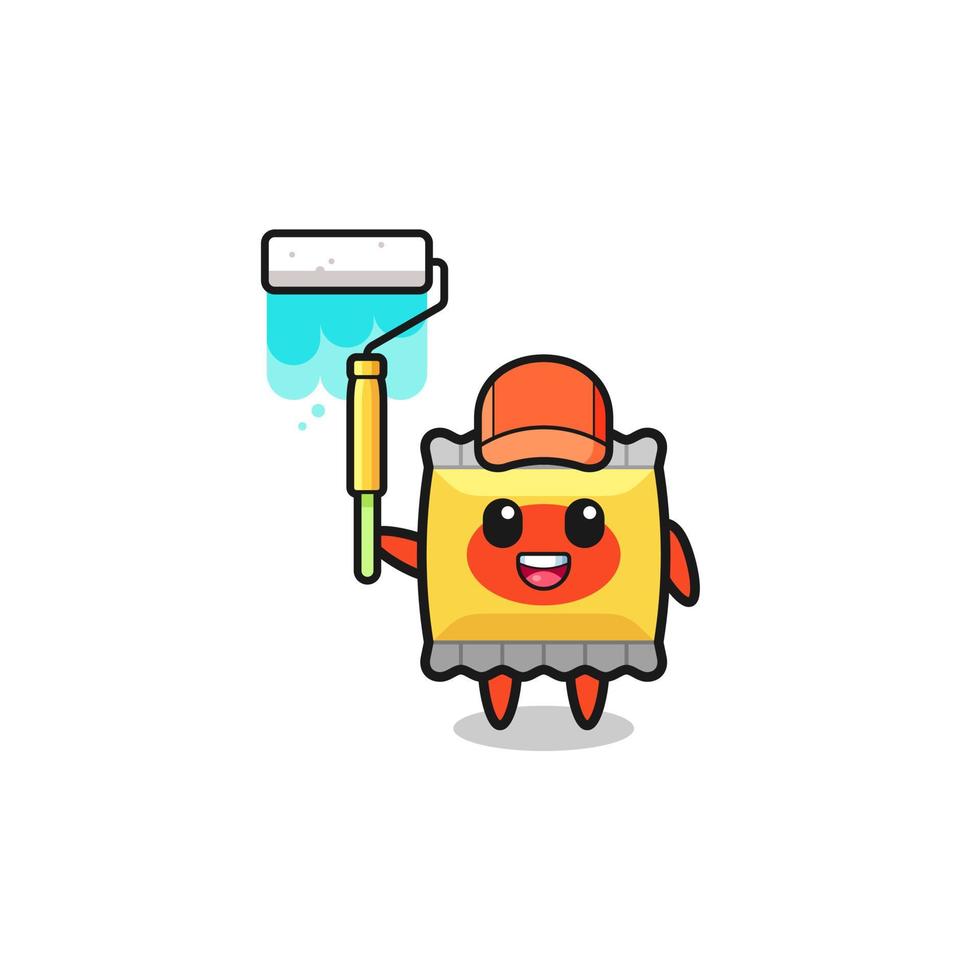 the snack painter mascot with a paint roller vector