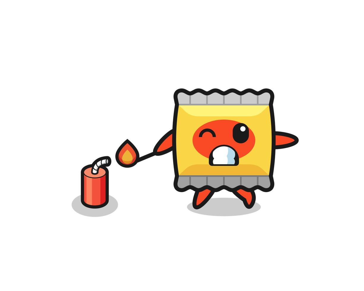 snack mascot illustration playing firecracker vector