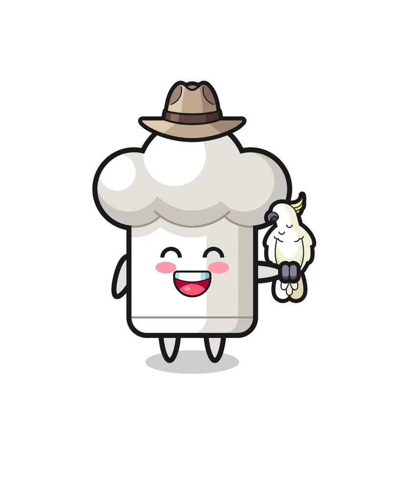 chef hat zookeeper mascot with a parrot vector