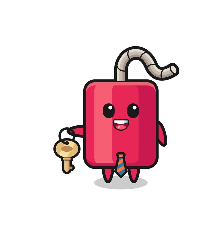 cute dynamite as a real estate agent mascot vector