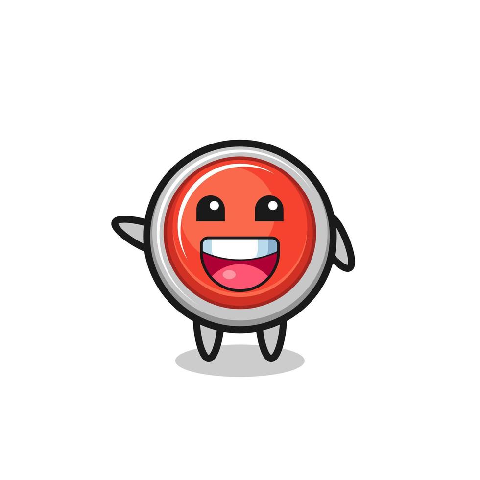 happy emergency panic button cute mascot character vector