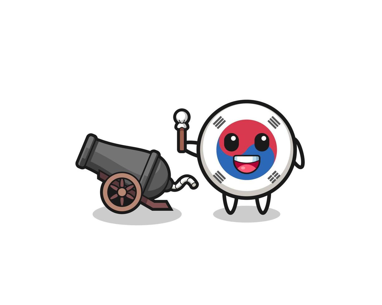 cute south korea flag shoot using cannon vector
