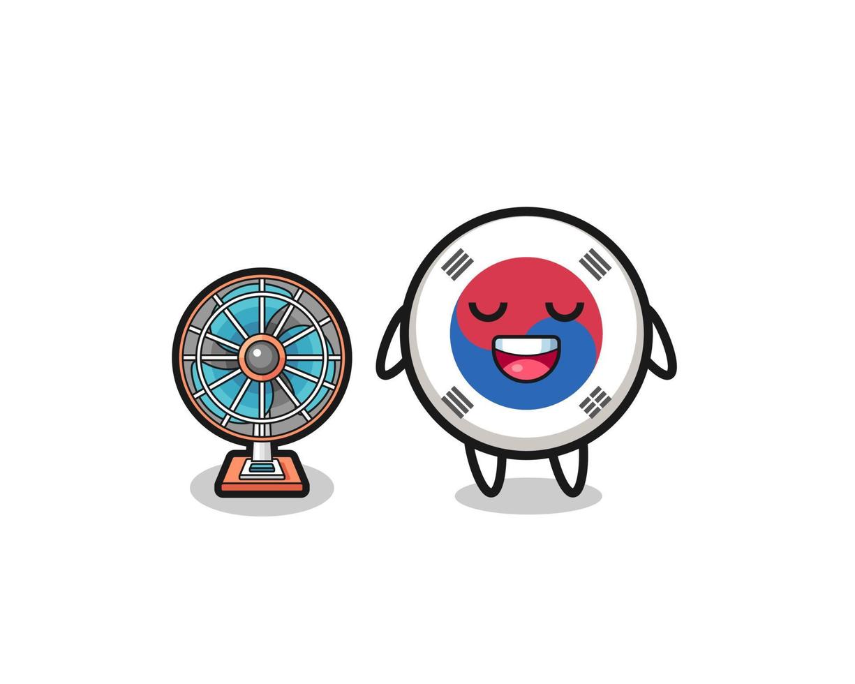 cute south korea flag is standing in front of the fan vector