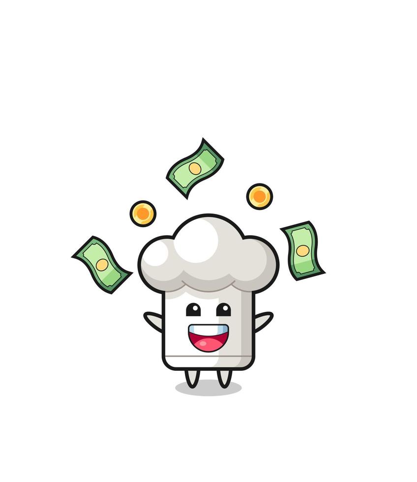 ilustración del sombrero de chef atrapando dinero cayendo del cielo vector