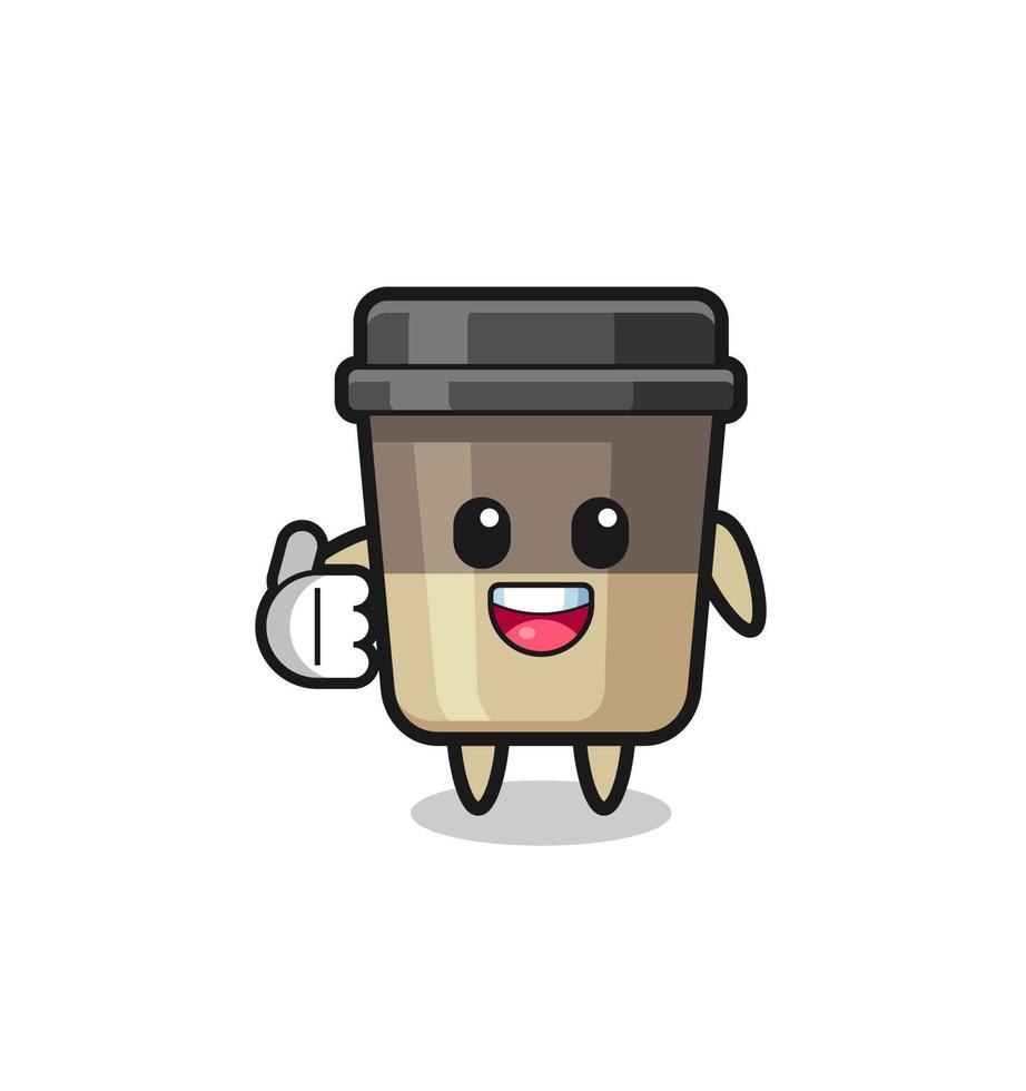 mascota de la taza de café haciendo gesto de aprobación vector