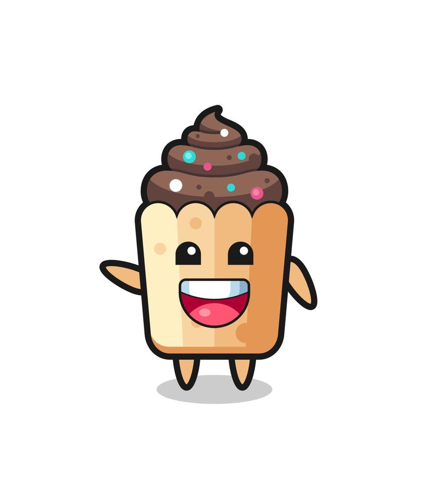 happy cupcake cute mascot character vector