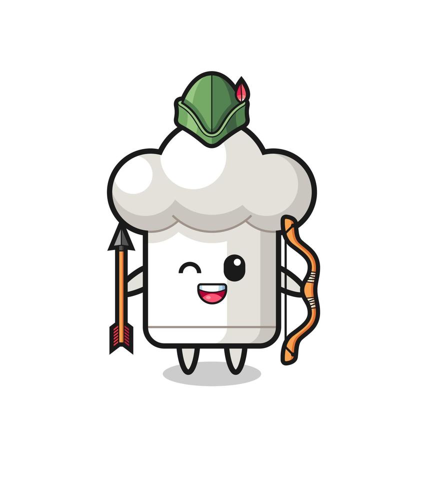 chef hat cartoon as medieval archer mascot vector