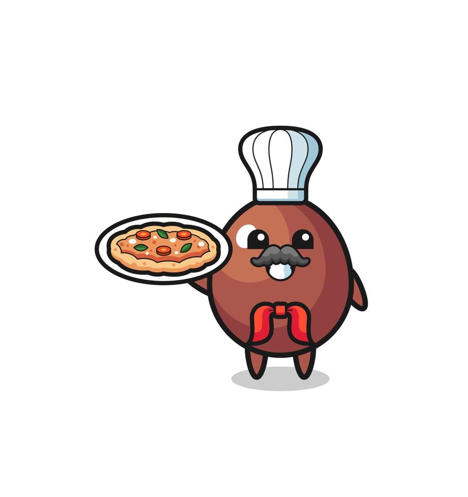 chocolate egg character as Italian chef mascot vector