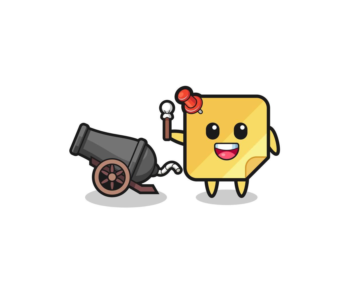 cute sticky notes shoot using cannon vector