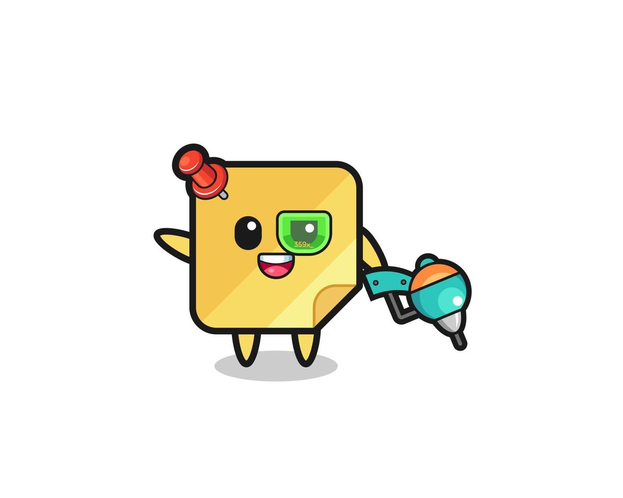 sticky notes cartoon as future warrior mascot vector