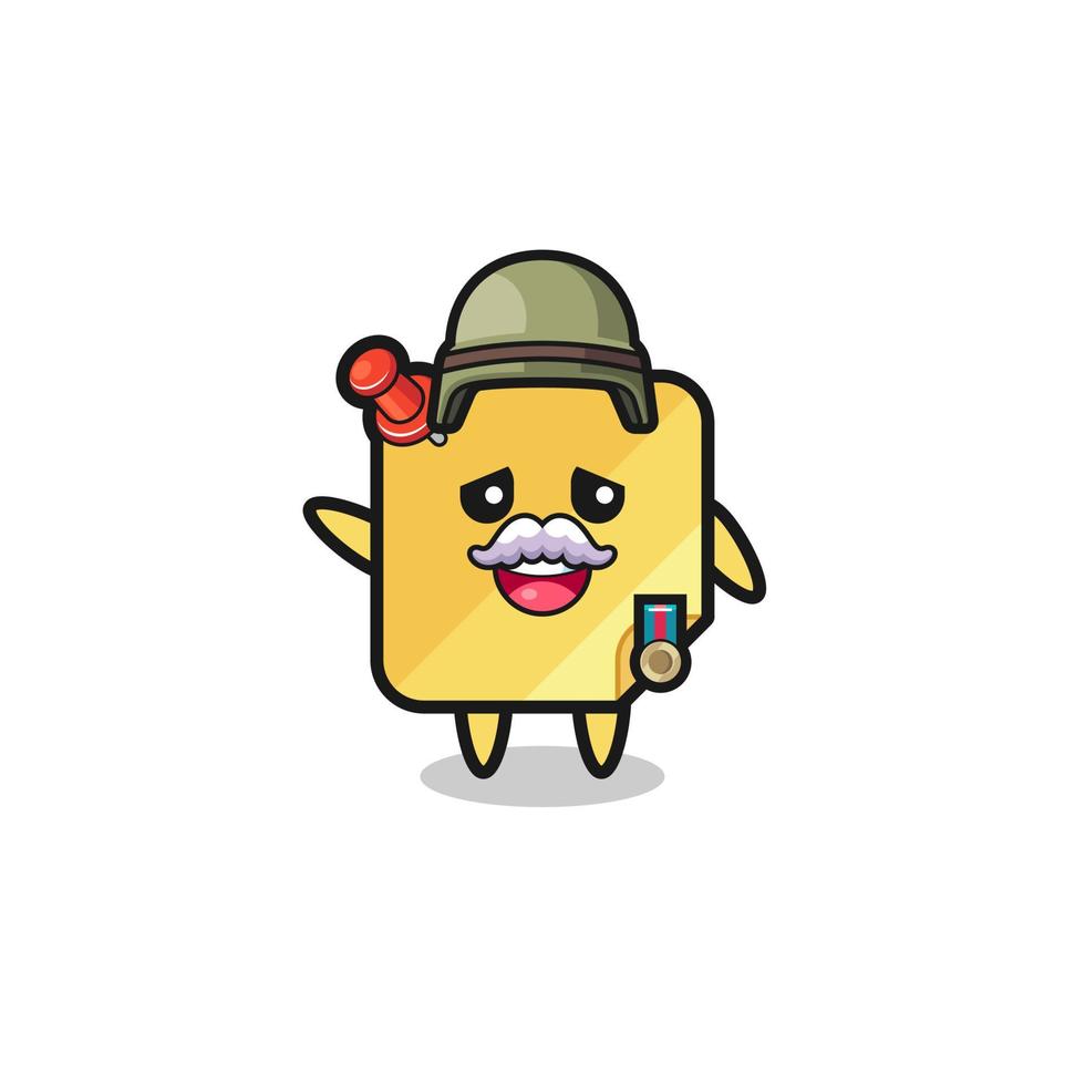 cute sticky notes as veteran cartoon vector