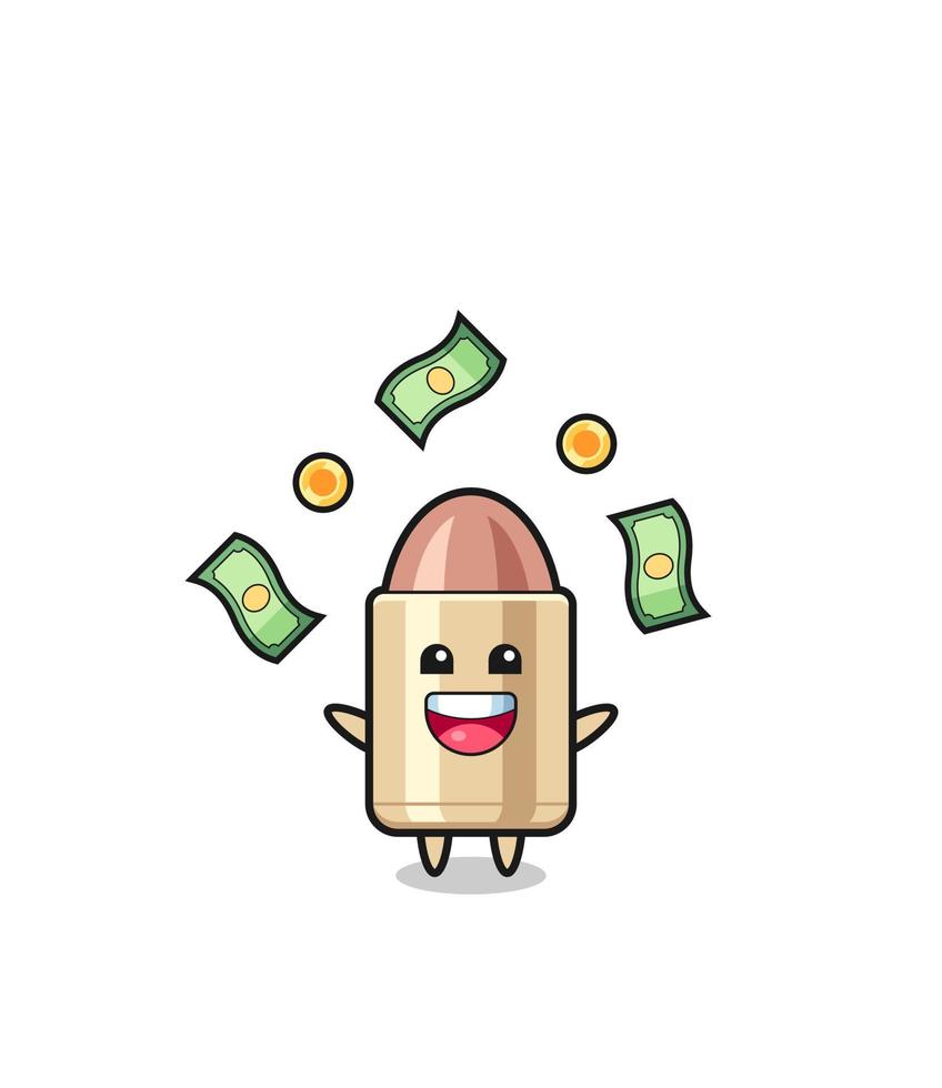 illustration of the bullet catching money falling from the sky vector
