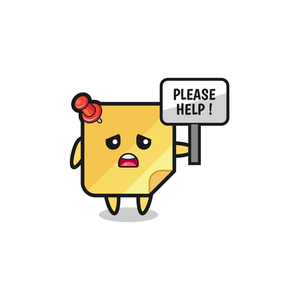 cute sticky notes hold the please help banner vector