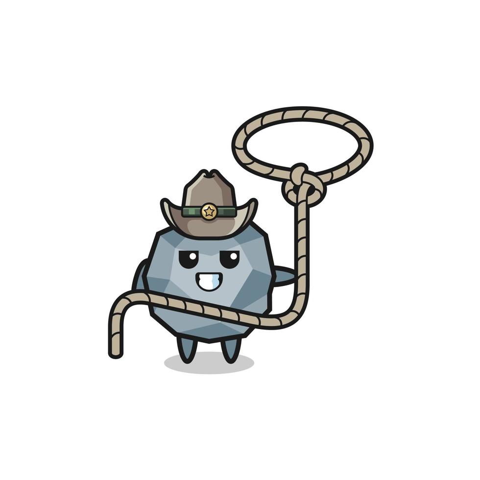 the stone cowboy with lasso rope vector