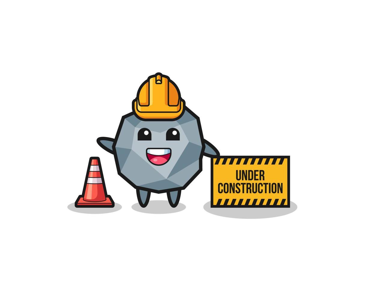 ilustración de piedra con banner en construcción vector