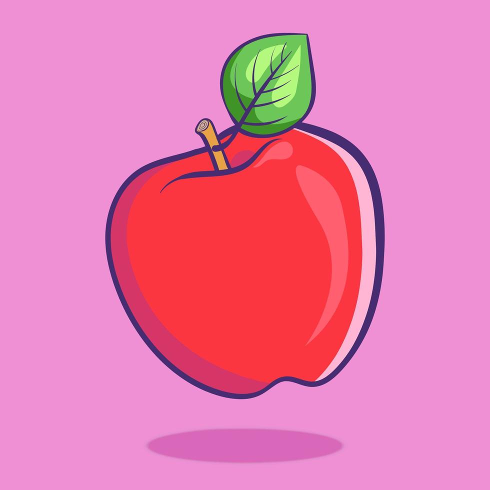 Apple fruit cartoon icon illustration. flat cartoon style. food fruit icon concept isolated. icon vector