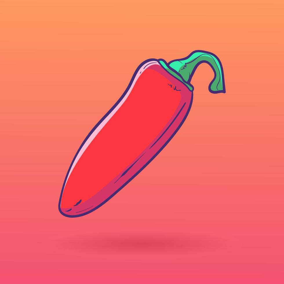 red chilli cartoon icon illustration. flat cartoon style. food icon concept isolated. icon vector