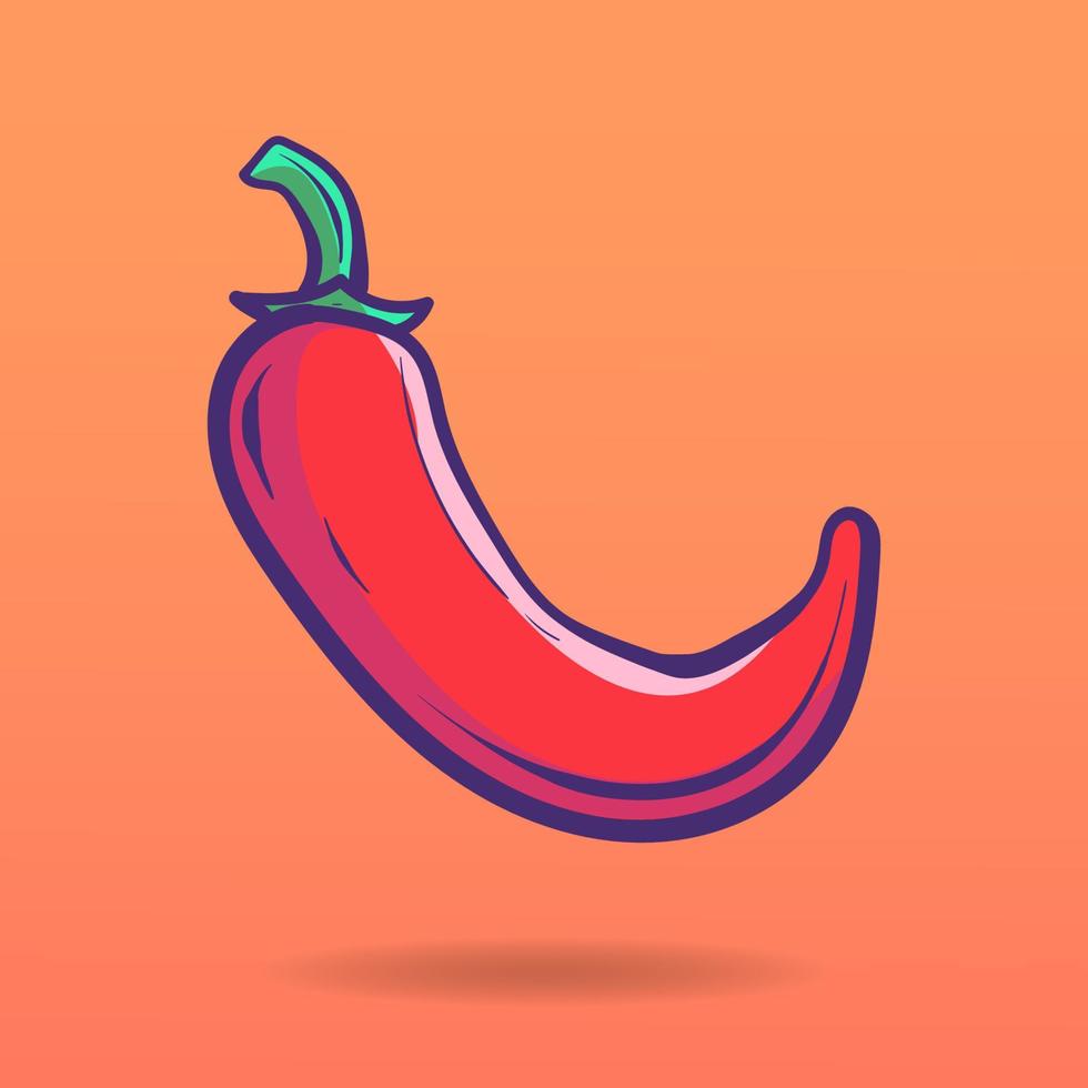 ilustración de icono de dibujos animados de chile rojo. estilo de dibujos animados plana. concepto de icono de comida aislado. icono vector