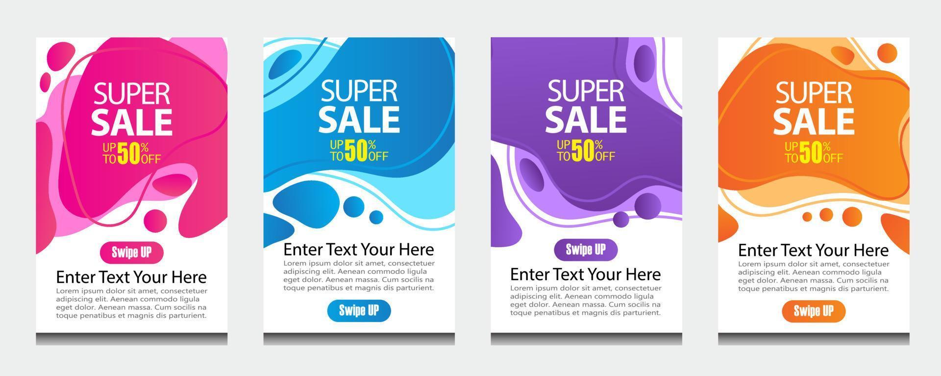 Vektor Modern Fluid For Super Sale Banners Design. Discount Banner Promotion Template. Vector. vector