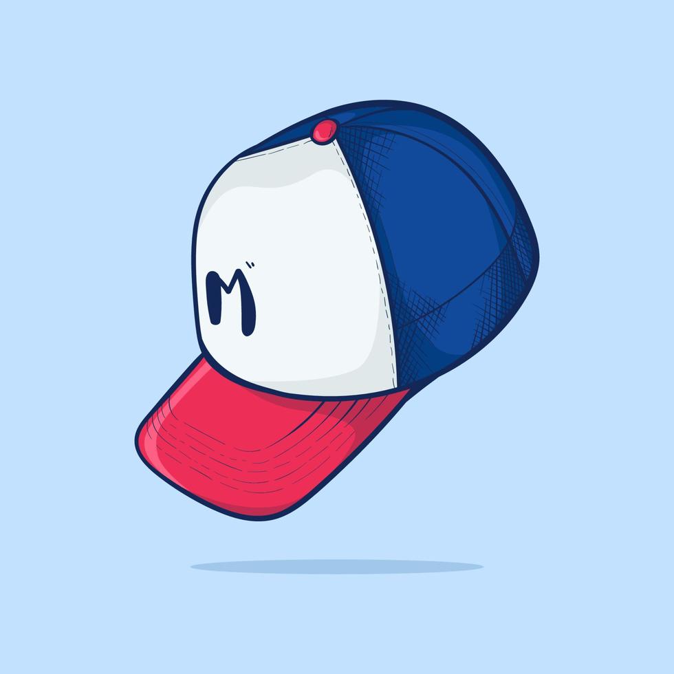 gorra de béisbol dibujada a mano. vector de estilo plano