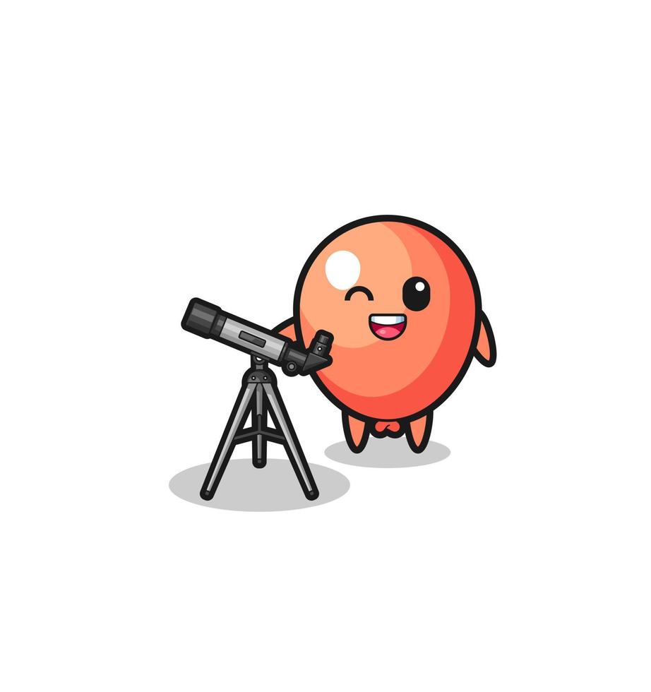 balloon astronomer mascot with a modern telescope vector