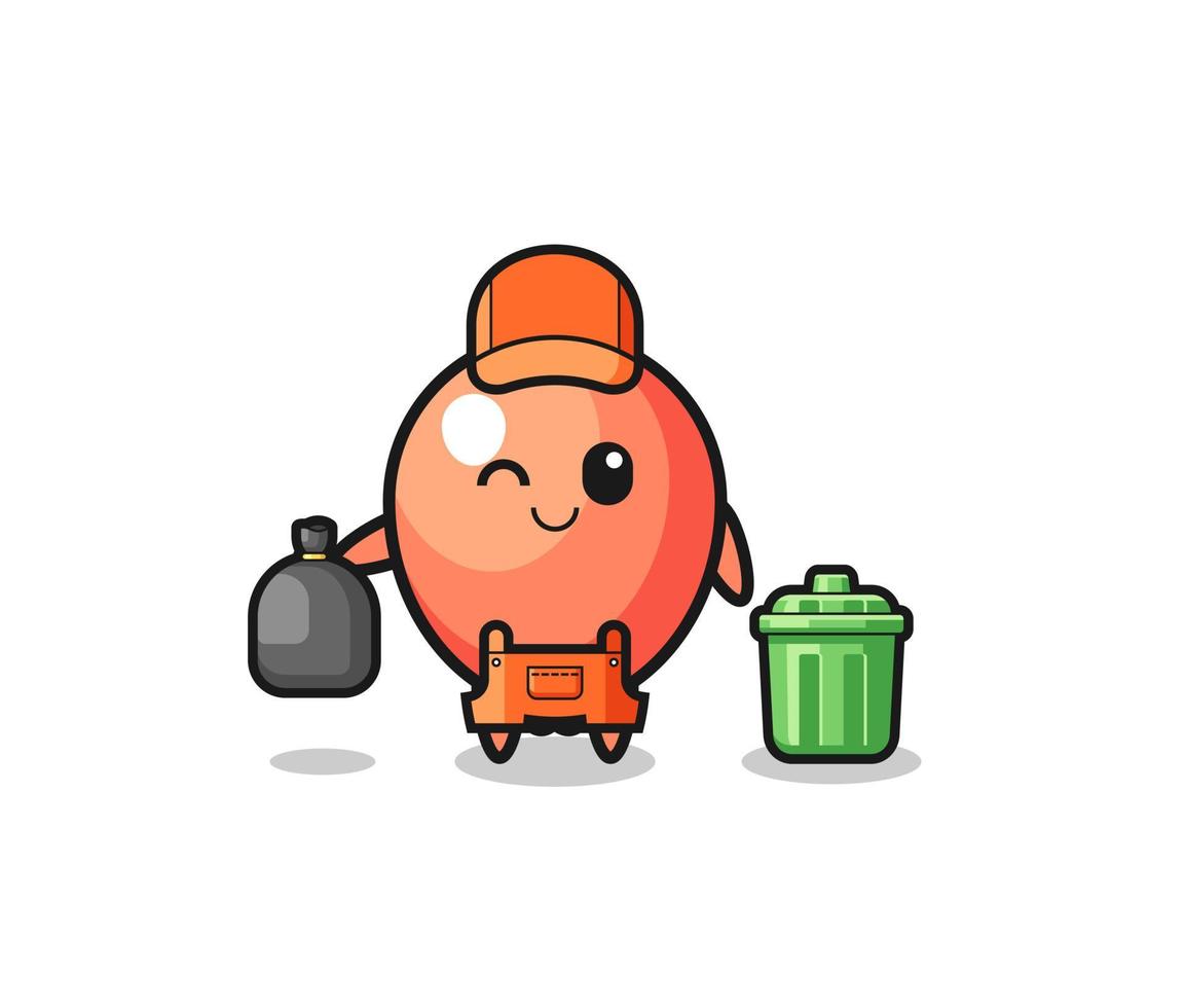 the mascot of cute balloon as garbage collector vector