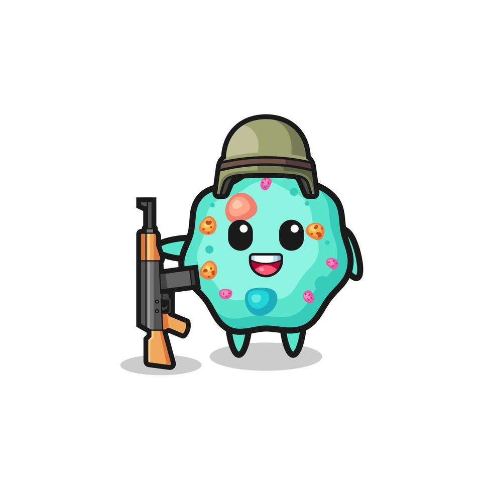 cute amoeba mascot as a soldier vector