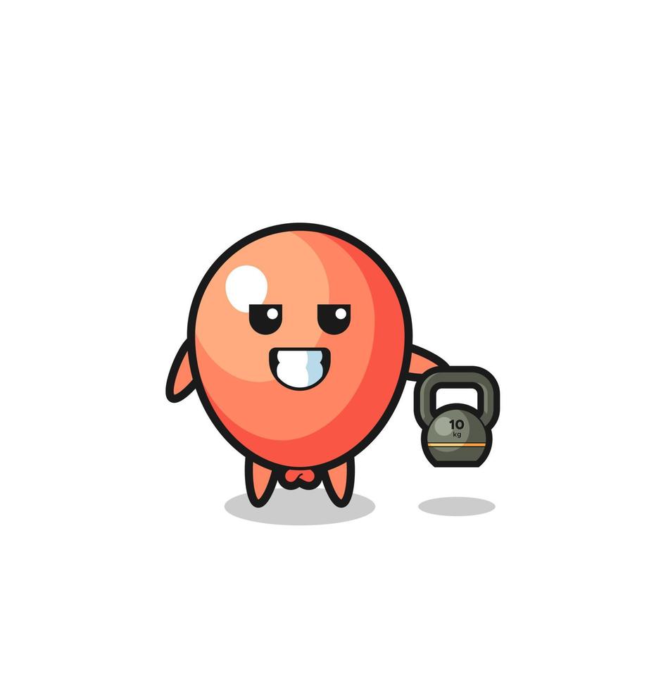 balloon mascot lifting kettlebell in the gym vector