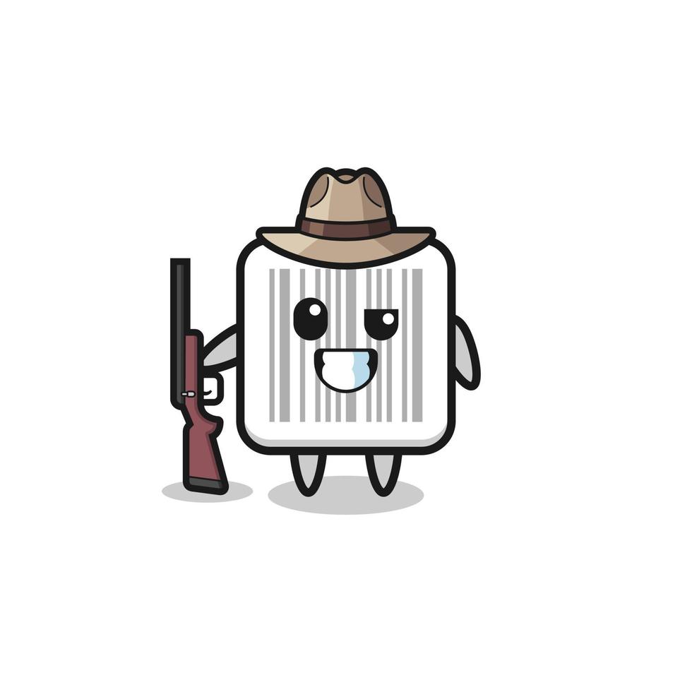 barcode hunter mascot holding a gun vector