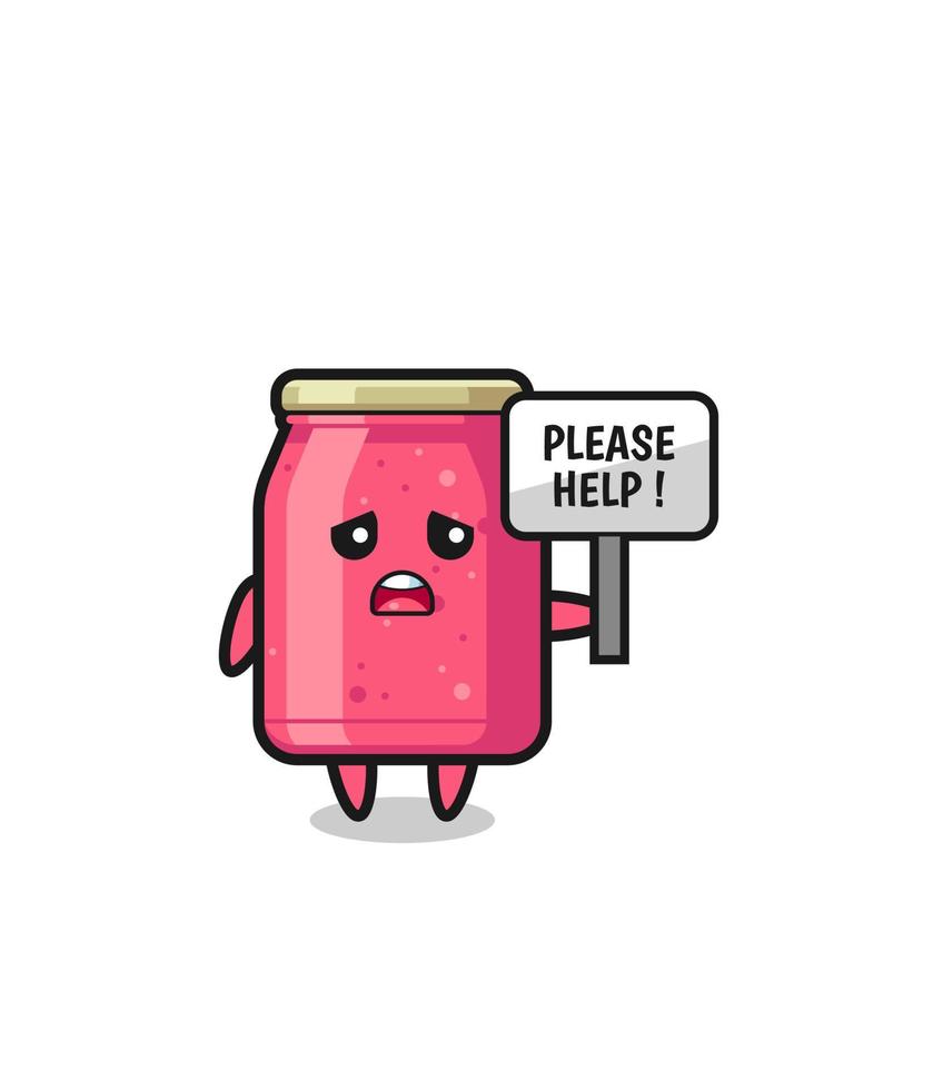 cute strawberry jam hold the please help banner vector