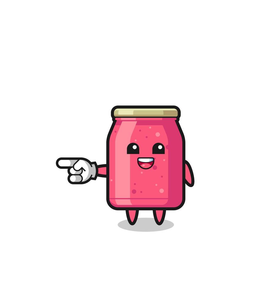 strawberry jam cartoon with pointing left gesture vector