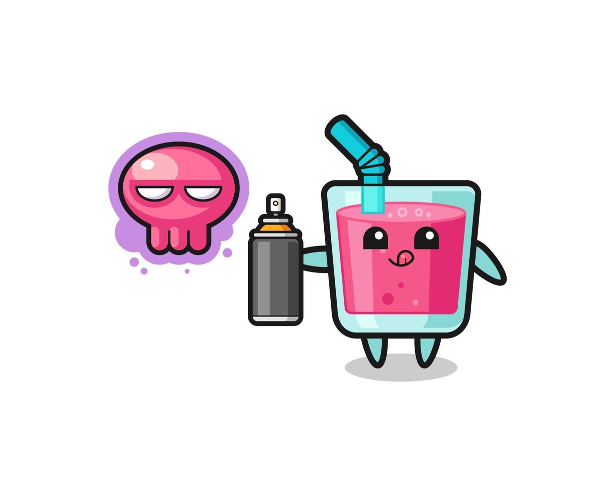 strawberry juice cartoon make a graffiti with a spray paint vector