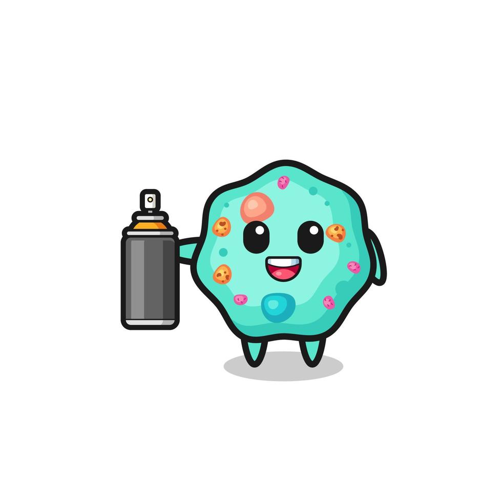 the cute amoeba as a graffiti bomber vector